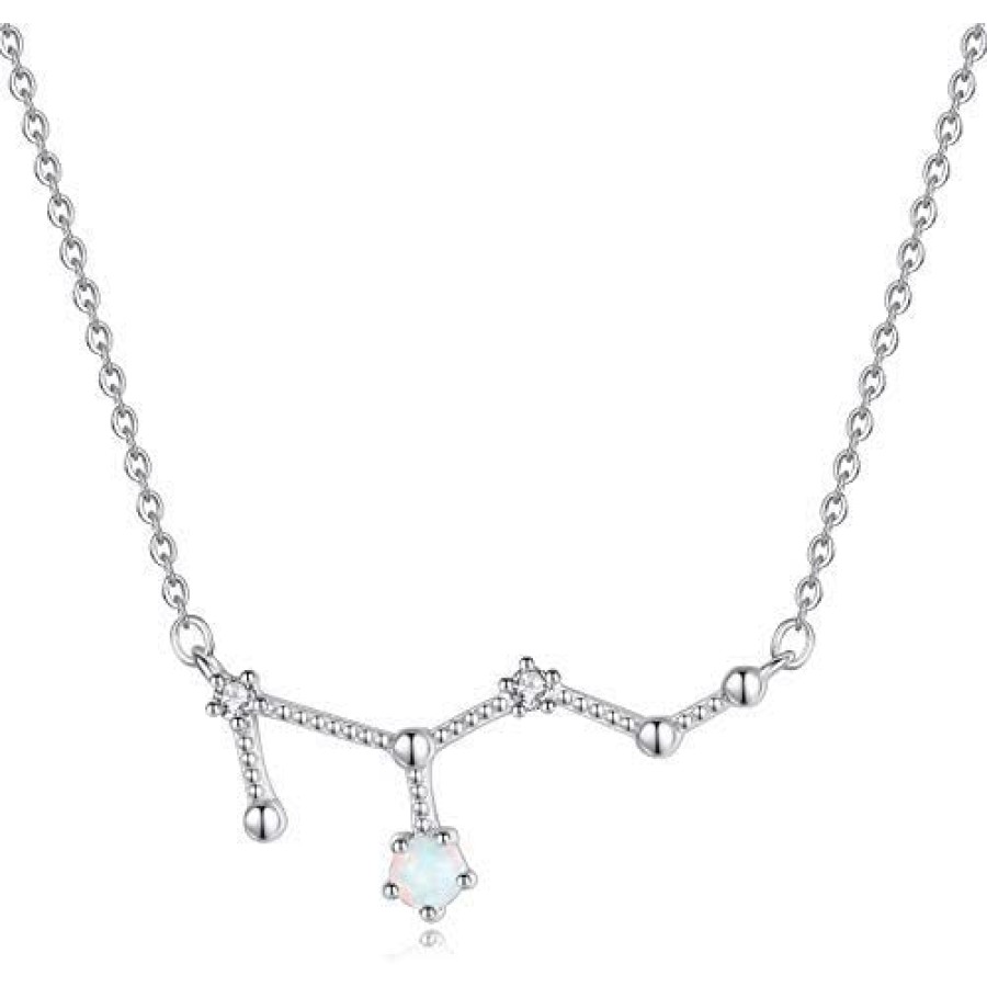 VIKI LYNN 925 Sterling Silver Created Opal Zodiac Necklace (Color: Leo)