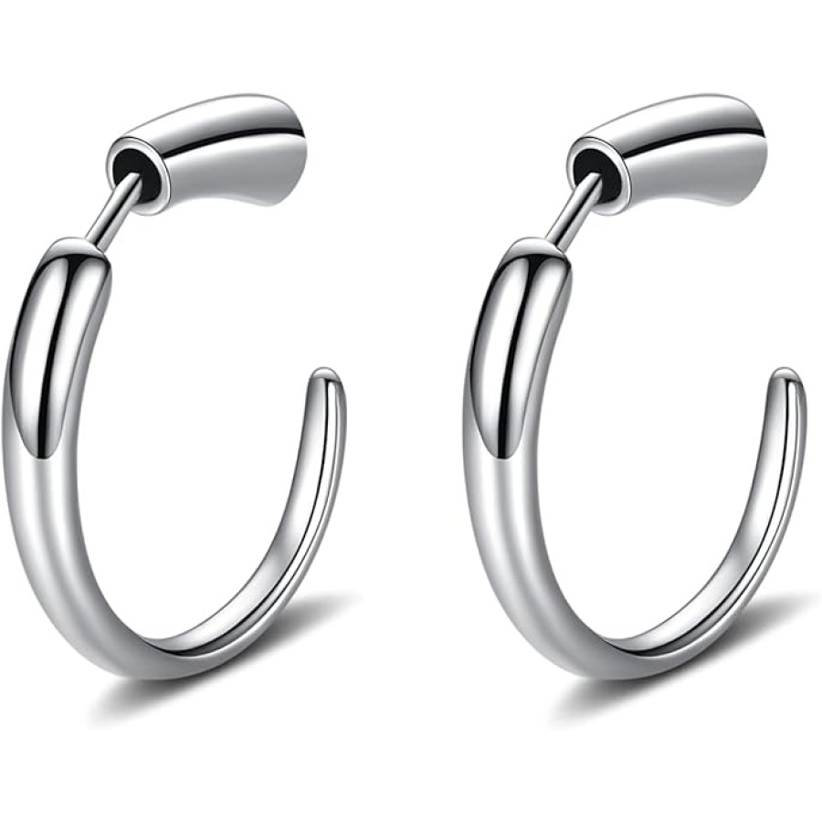 VIKI LYNN 925 Sterling Silver Minimalist Half Hoop Earrings for Women