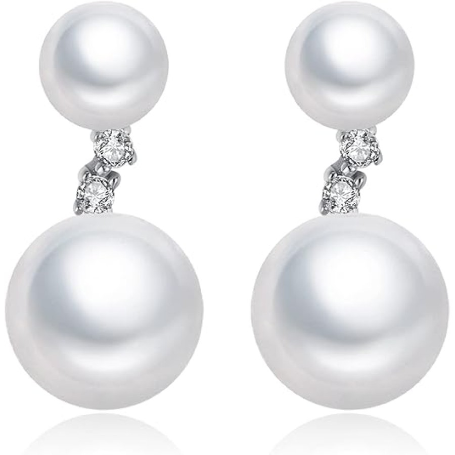 VIKI LYNN 925 Sterling Silver Freshwater Cultured Double Dangle Pearl Earrings for Women