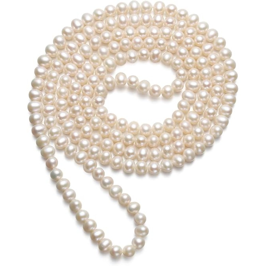 VIKI LYNN Long Pearl Necklace 6-7mm AAA Quality Freshwater Cultured Pearl Jewelry for Women