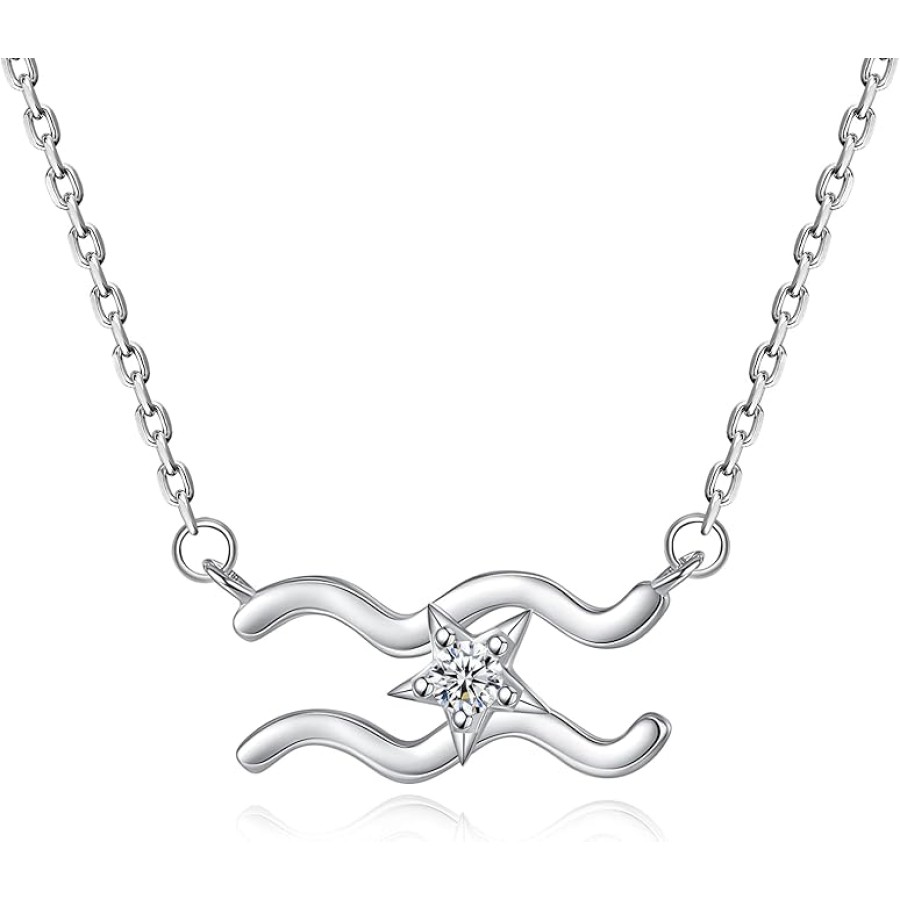 VIKI LYNN 12 Constellation Zodiac Sign Necklace for Women 925 Sterling Horoscope Jewelry with 3A Cubic Zirconia ( aquarius - Capricorn)