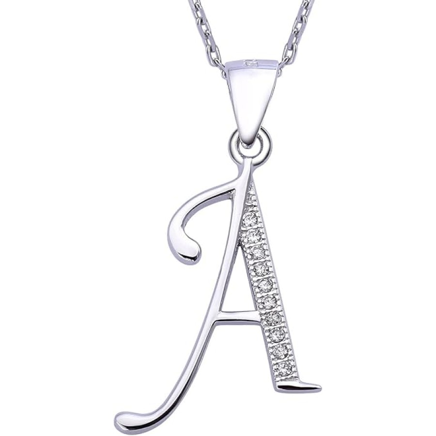 VIKI LYNN 925 Sterling Silver Initial Necklace Cubic Zirconia  Letter  Pendant Necklace for Women (A-Z)