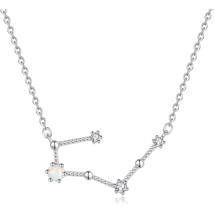 VIKI LYNN 925 Sterling Silver Created Opal Zodiac Necklace (Color: Taurus)