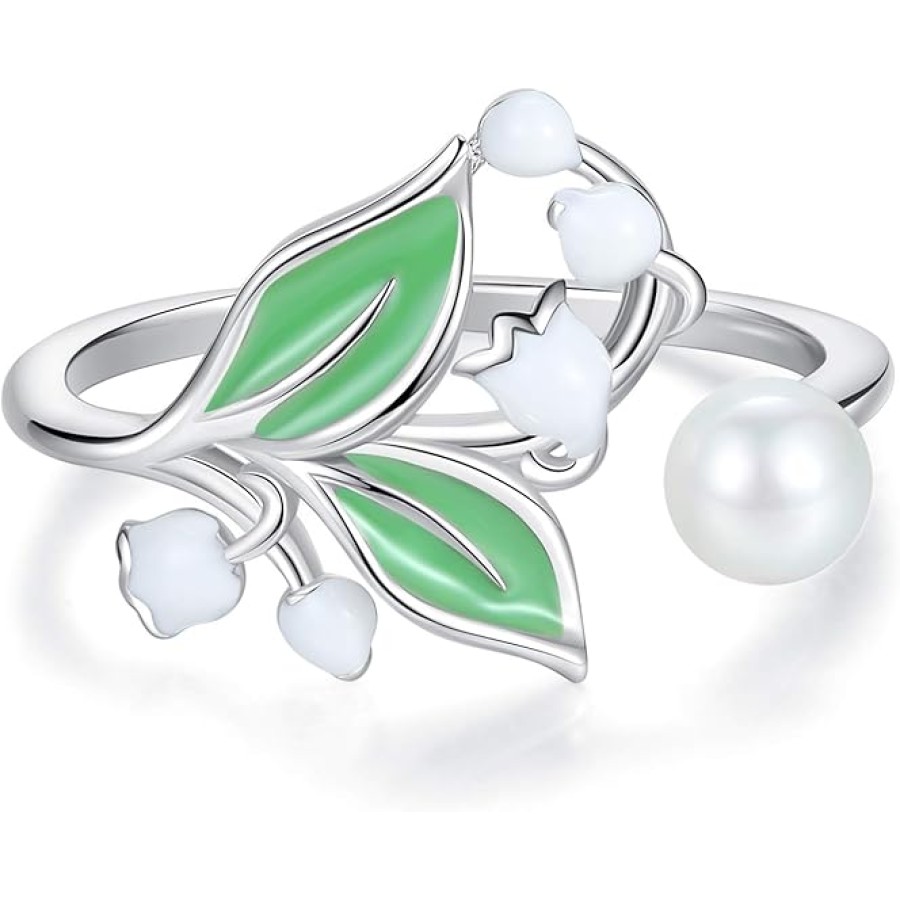 VIKI LYNN 925 Sterling Silver Lily of the Valley Flower Ring Jewelry for Women