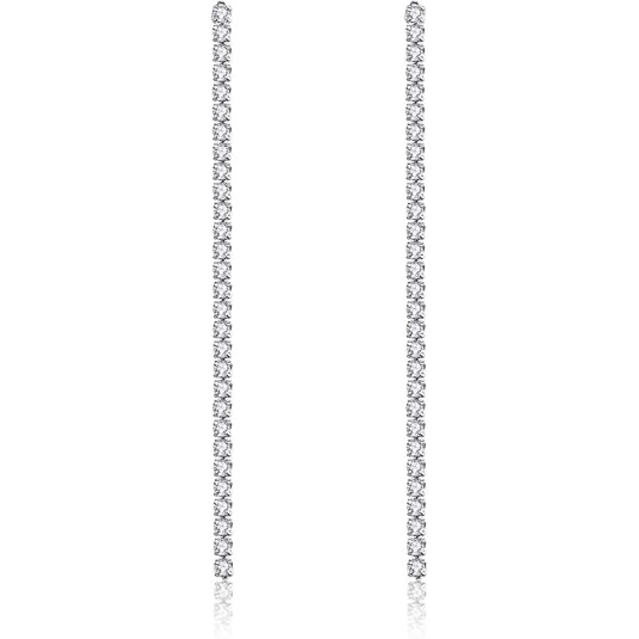 VIKI LYNN 925 Sterling Silver Cubic Zirconia Crystal Long Dangle Drop Earrings for Women