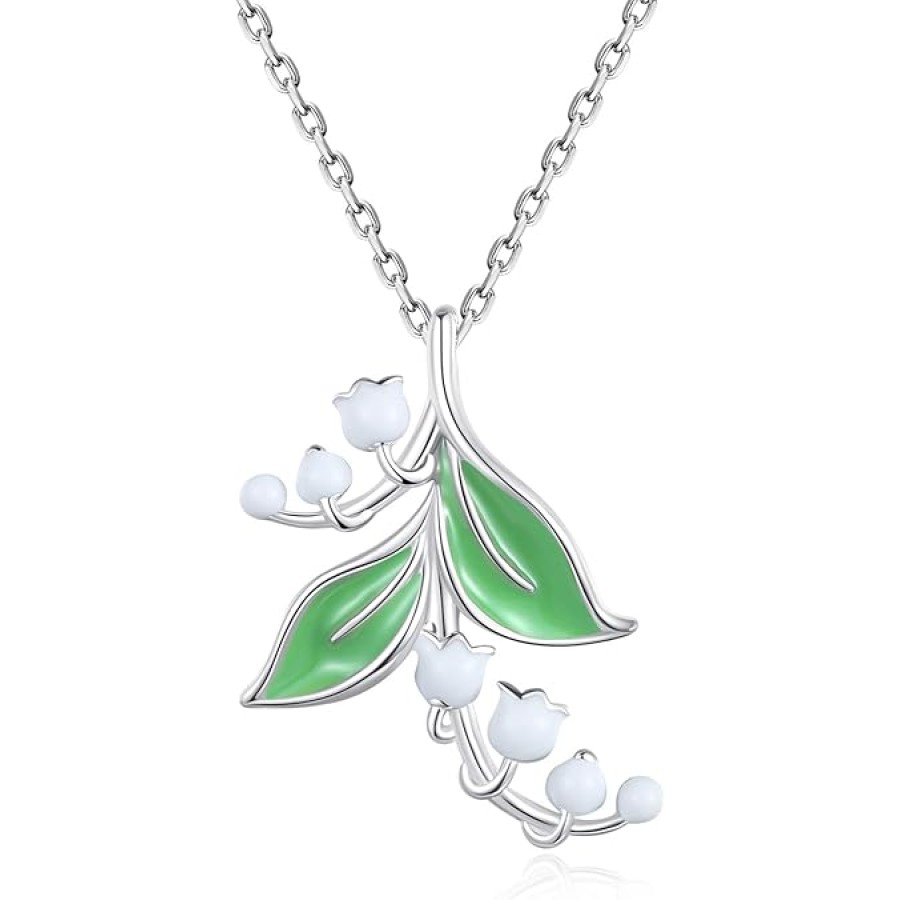 VIKI LYNN 925 Sterling Silver Elegant Lily of The Valley Flower Pendant Necklace for Women