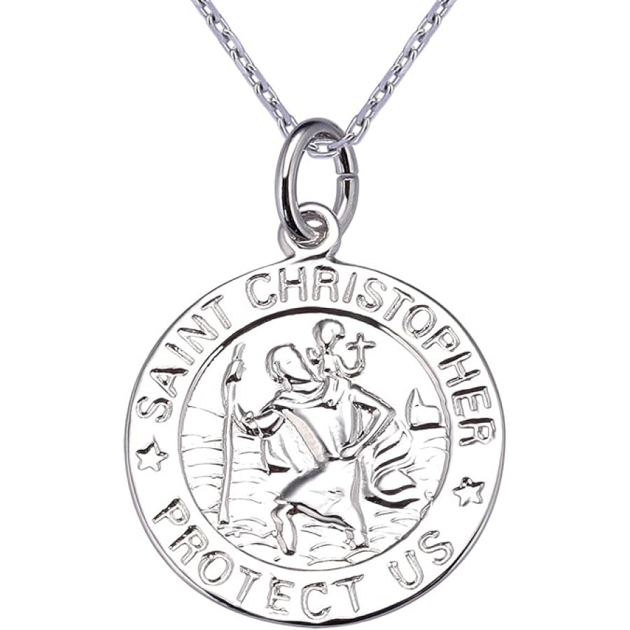 VIKI LYNN St Christopher Medal Necklace 925 Sterling Silver Chain 18inch