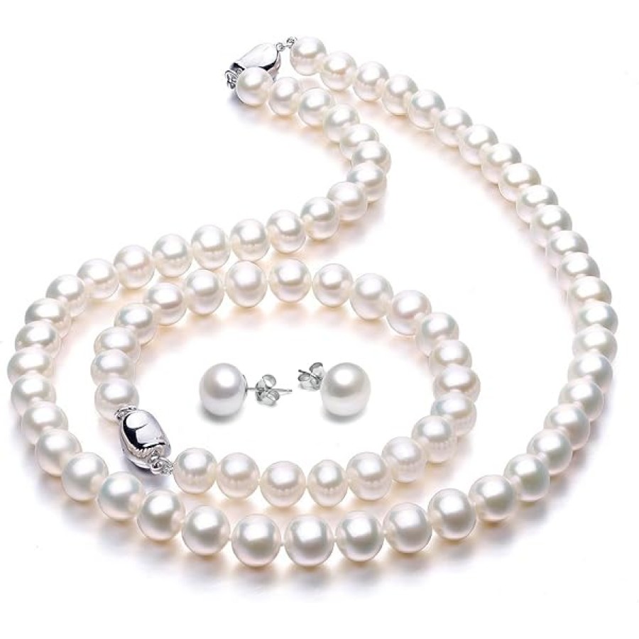 VIKI LYNN Freshwater Cultured Pearl Necklace Set Includes Stunning Bracelet and Stud Earrings Jewelry for Women