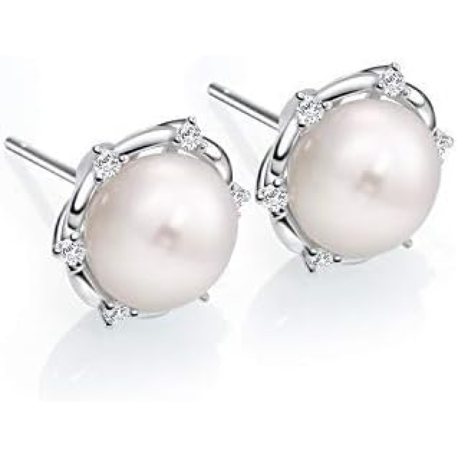 8-9mm Freshwater Pearl Earrings for Women 925 Sterling Silver Lotus Flower Stud Earrings -VIKI LYNN