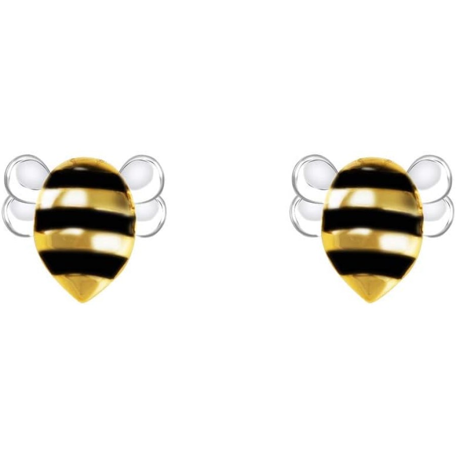 VIKI LYNN Cute Honeybee Stud Earrings Lovely Bee Sterling Silver Earrings Jewelry for Women