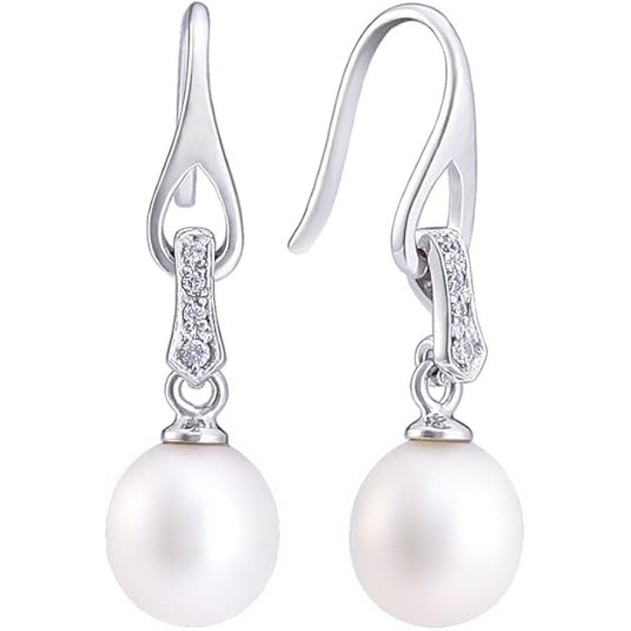 Pearl Earrings for Women 925 Sterling Silver 8-9mm Freshwater Cultured Dangle Earrings - VIKI LYNN