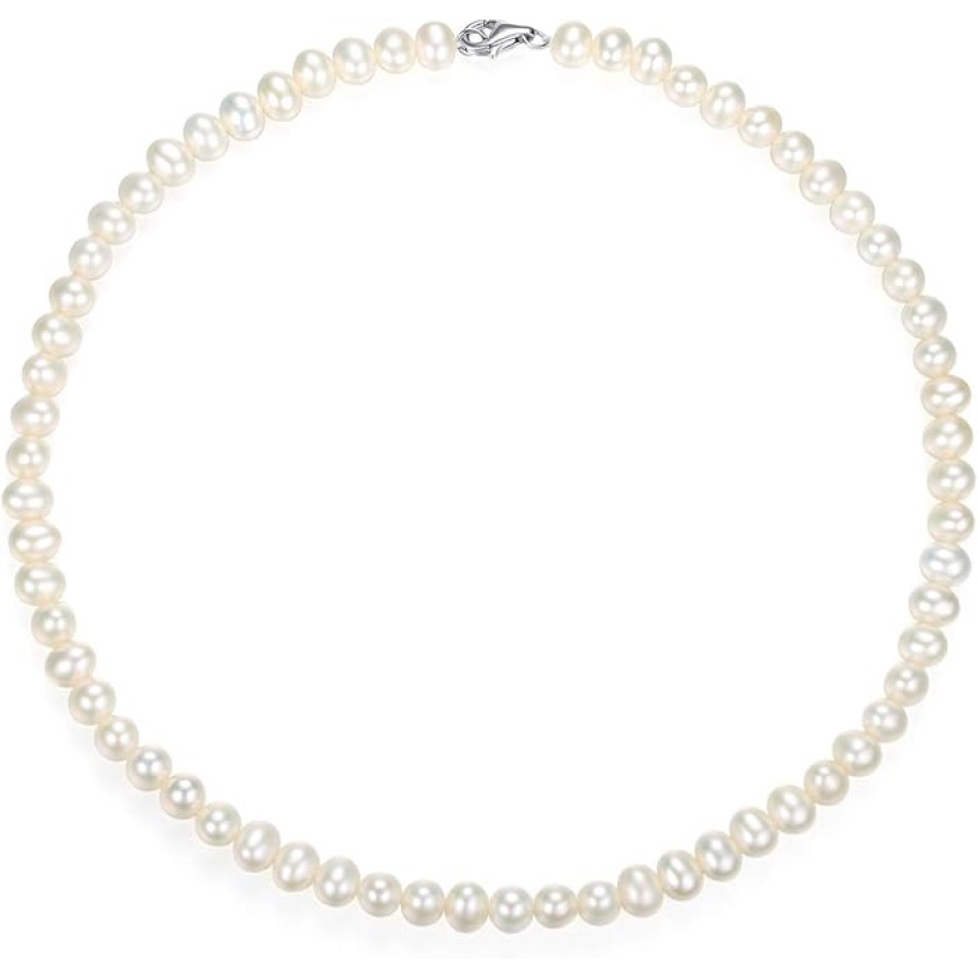 VIKI LYNN Pearl Necklace 6-7mm AAA Freshwater Cultured Pearl Choker Jewelry for Women 16 Inch