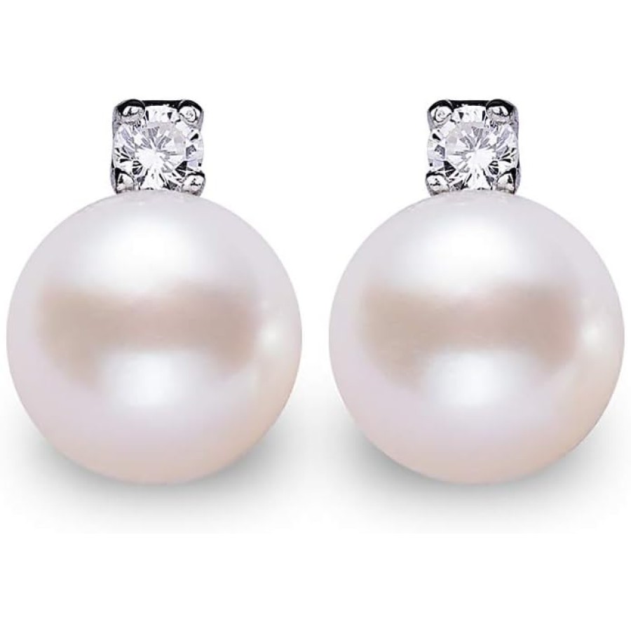 8-9mm Freshwater Pearl Earrings for Women 925 Sterling Silver CZ Stud Earrings -VIKI LYNN