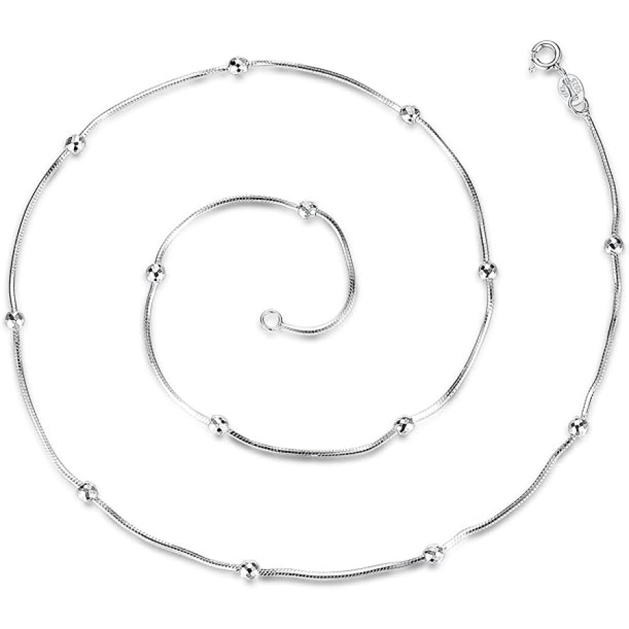 VIKI LYNN 925 Sterling Silver 8 Sided Snake Chain 18 inches (Style: 1mm width-bead)