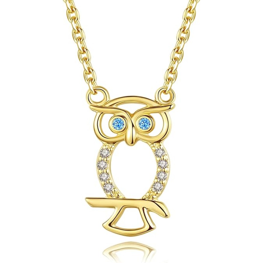 VIKI LYNN 18K Gold Plated Lucky Owl Necklace Lovely Animal Pendant Neckalce for Women