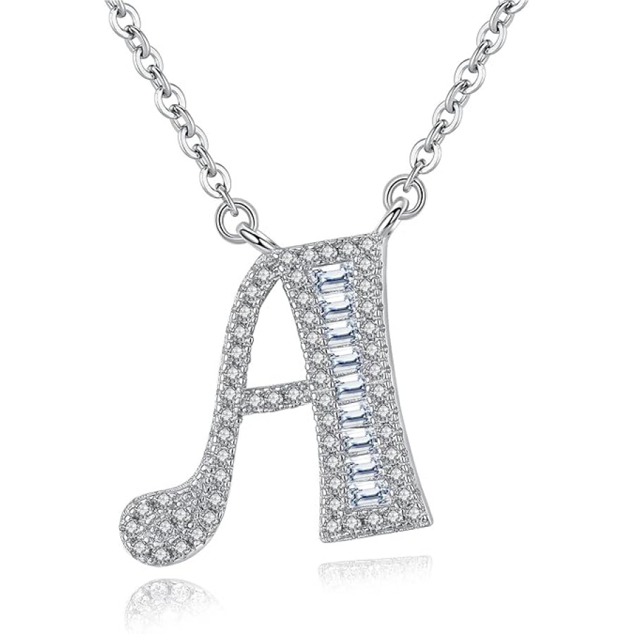 VIKI LYNN 925 Sterling Silver Initial Necklace Cubic Zirconia  Letter Jewelry for Women (Letter A-Z)