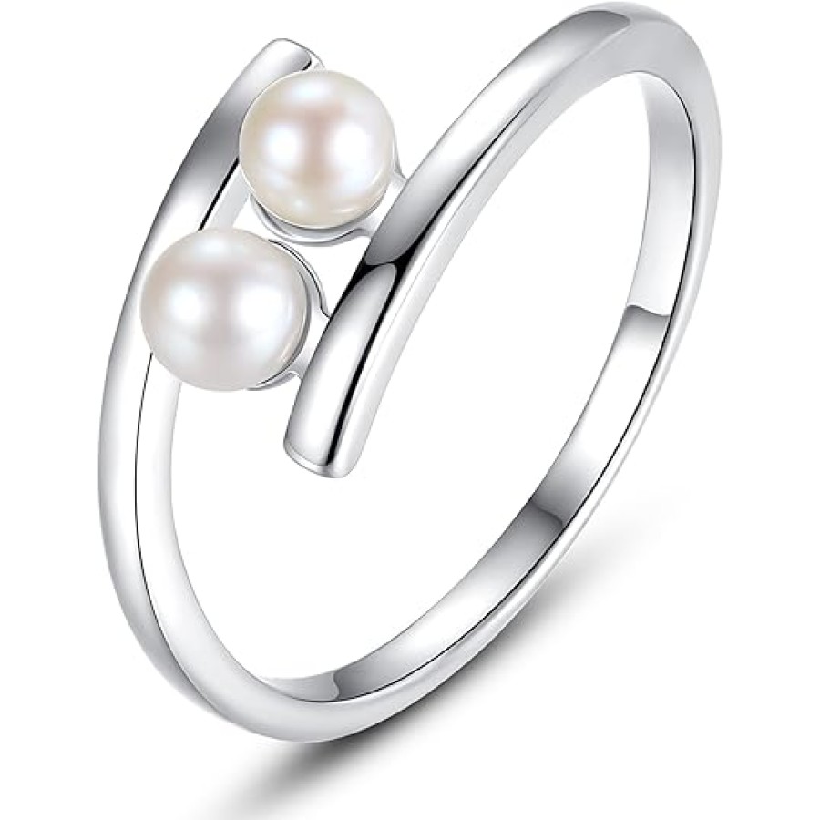 VIKI LYNN Freshwater Cultured Mini Pear Ring for Women 925 Sterling Silver Band