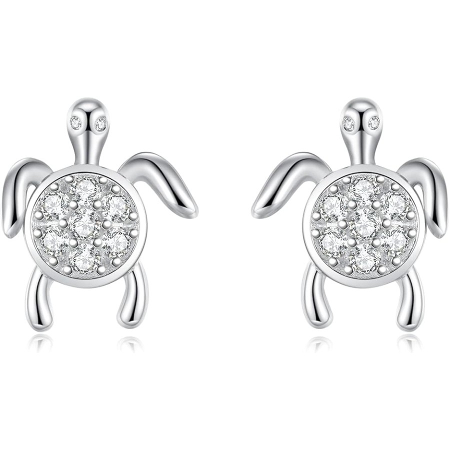 VIKI LYNN Sea Turtle Earrings S925 Sterling Silver and Cubic Zirconia Sea Jewelry for Women