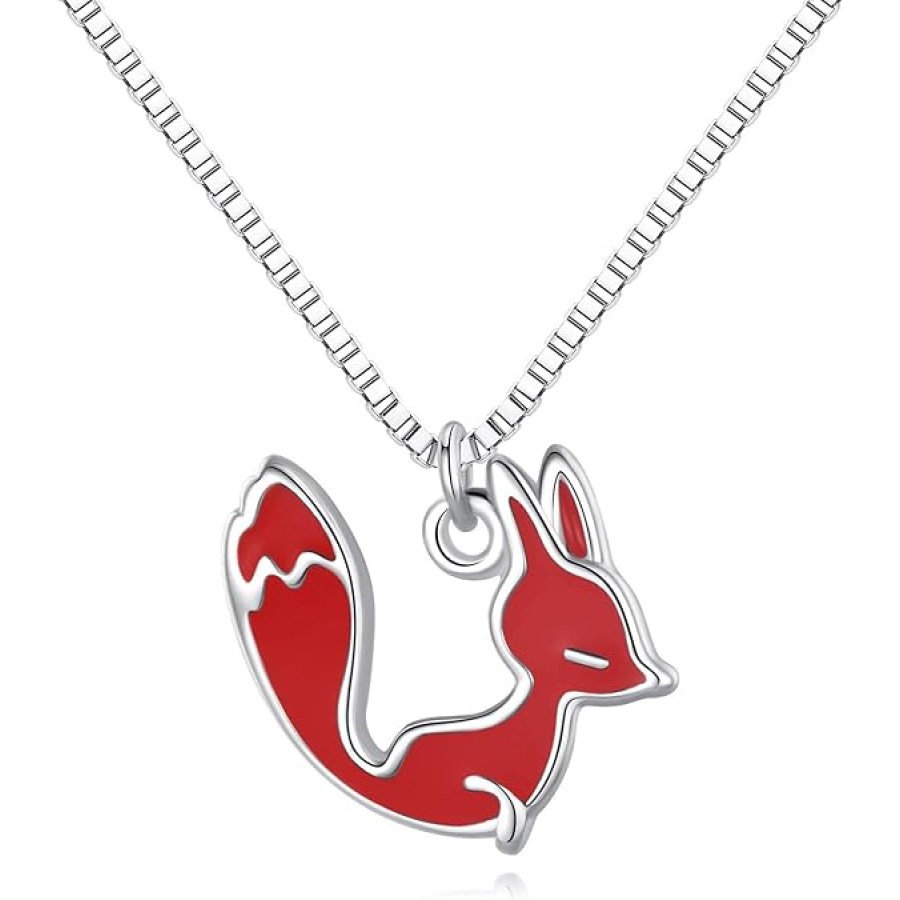 VIKI LYNN 925 Sterling Silver Animal Red Fox Pendant Necklace for Women