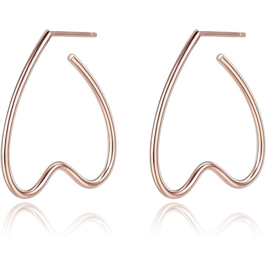 VIKI LYNN Heart Earrings for Women 925 Sterling Silver Hoop Earrings (Color: gold)