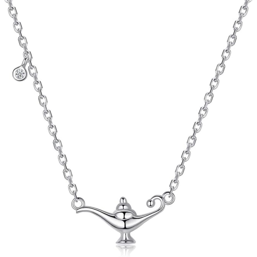 VIKI LYNN Sterling Silver Genie Lamp Pendant Necklace Magic Lamp Jewelry for Women