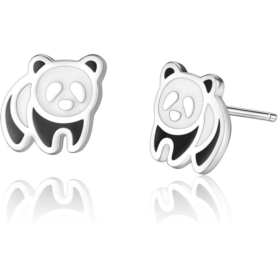 Panda Bear Stud Earrings Hypoallergenic 925 Sterling Silver Earrings for Women - VIKI LYNN