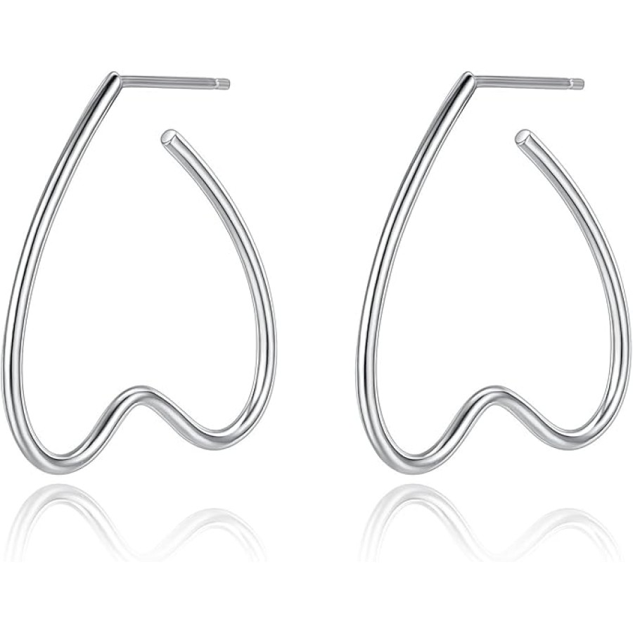 VIKI LYNN Heart Earrings for Women 925 Sterling Silver Hoop Earrings (Color: silver)