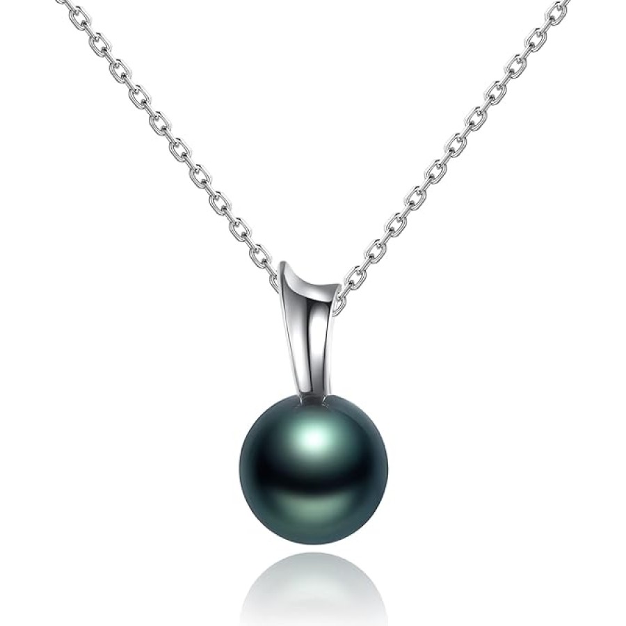 VIKI LYNN 3A 9-10mm Black Tahitian Pearl Pendant Necklace Wedding Gift for Women