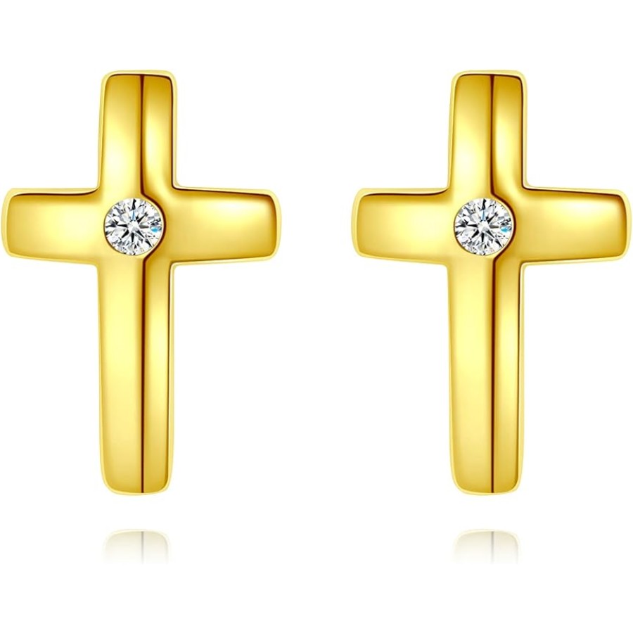 VIKI LYNN 925 Sterling Silver Classic Cross Stud Earrings for Women Men Couples