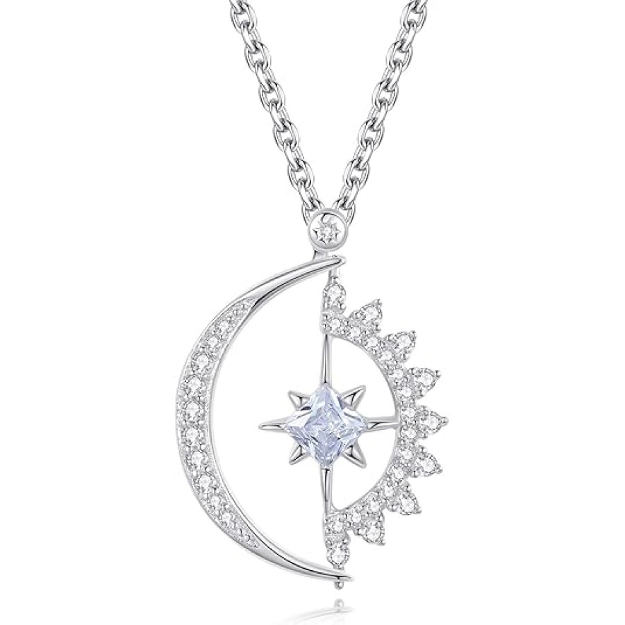 VIKI LYNN 925 Sterling Silver Cubic Zirconia Astrolabe Pendant Necklace for Women