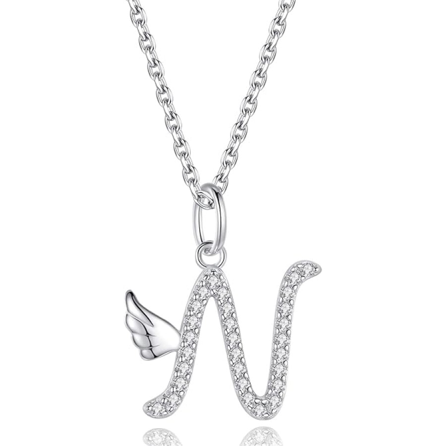 VIKI LYNN Initial Letter Pendant Necklace Cubic Zirconia 26 Capital Personlized Necklace Jewelry for Wome