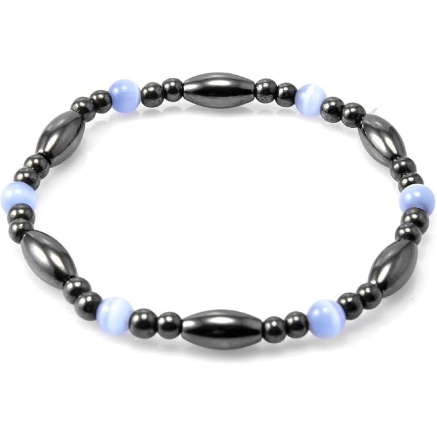 VIKI LYNN 2Pcs Magnetic Bracelet Hematite Therapy Bracelet