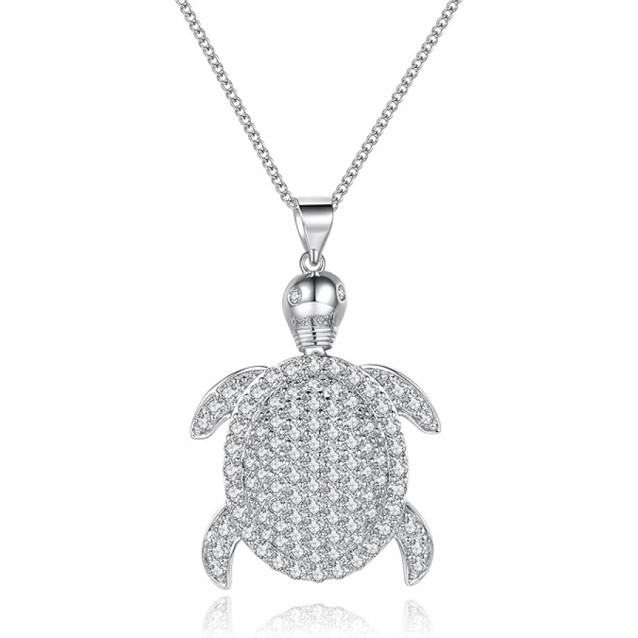 VIKI LYNN Cubic Zirconia Sea Turtle Pendant Long Necklace for Sweater