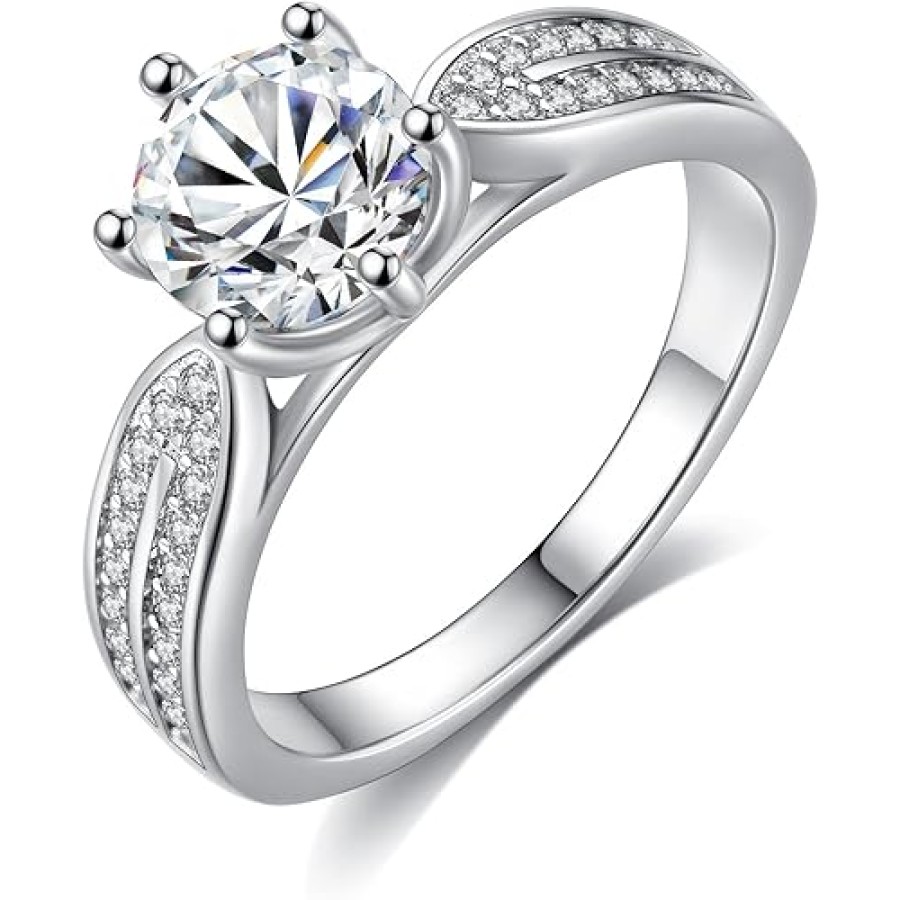 VIKI LYNN Engagement Rings for Women 1.5ct Round Brilliant Cut CZ 925 Sterling Silver Wedding Anniversary Ring