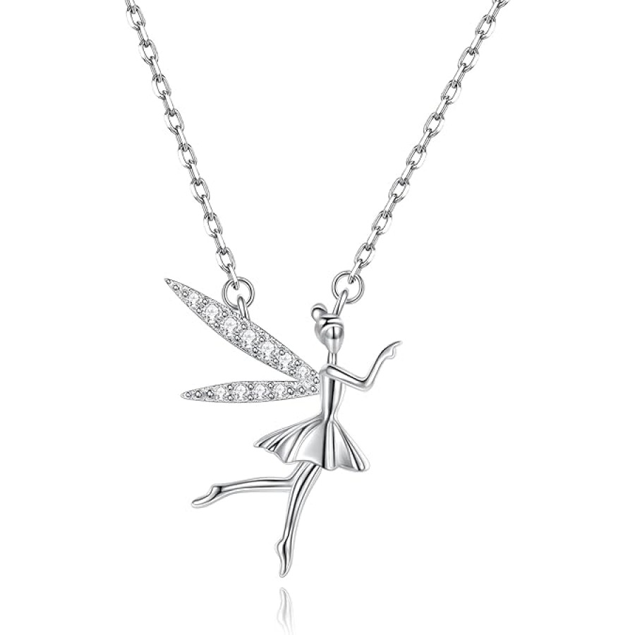 VIKI LYNN Cute Fairy Pendant Necklace with Cubic Zirconia 925 Sterling Silver Friendship Jewelry for Women